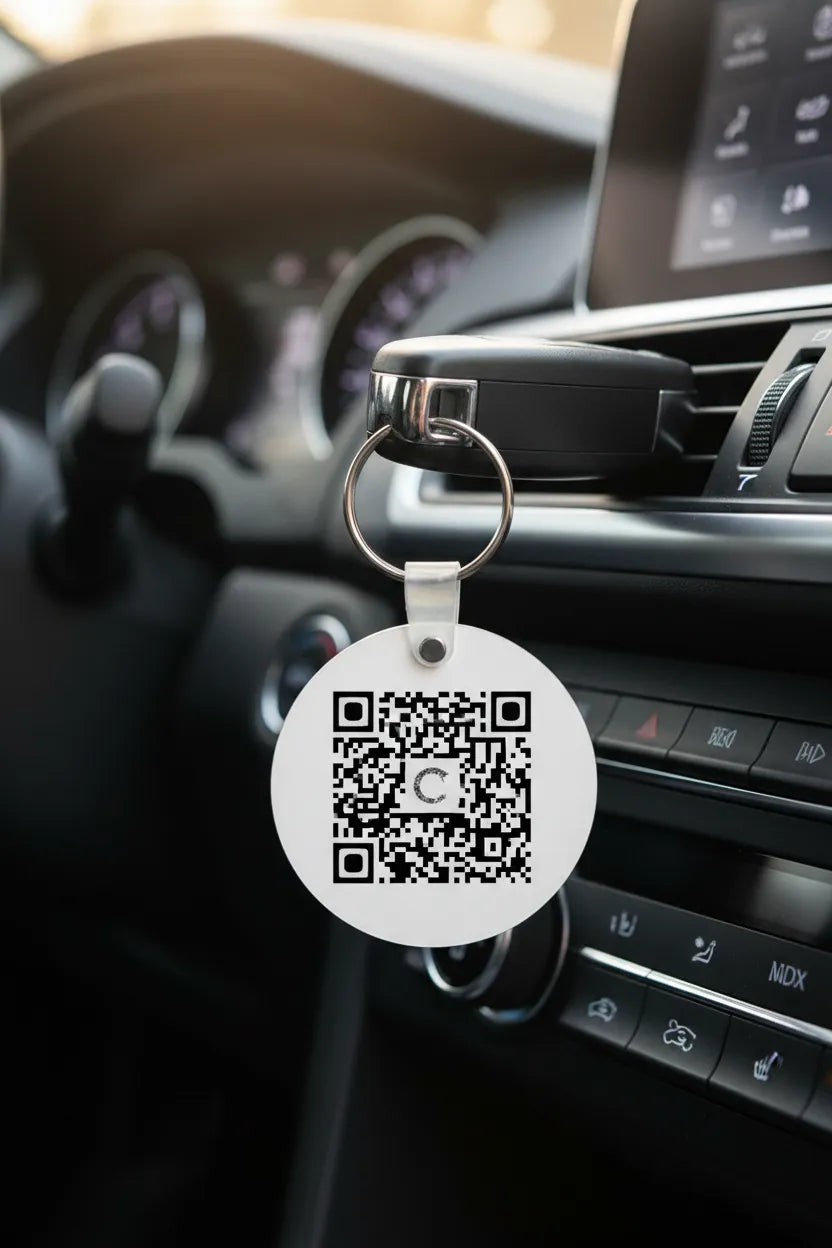 Custom QR Code Wooden Keychain